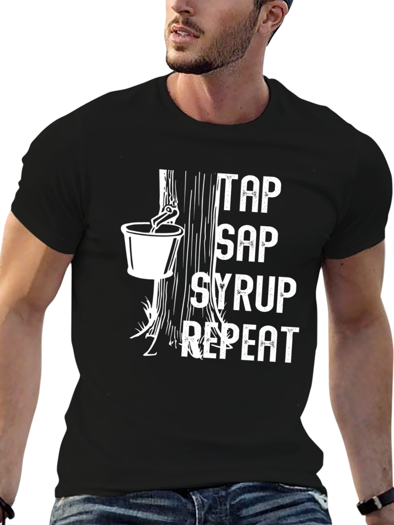 Camiseta Negra: Tap Sap Syrup Repeat