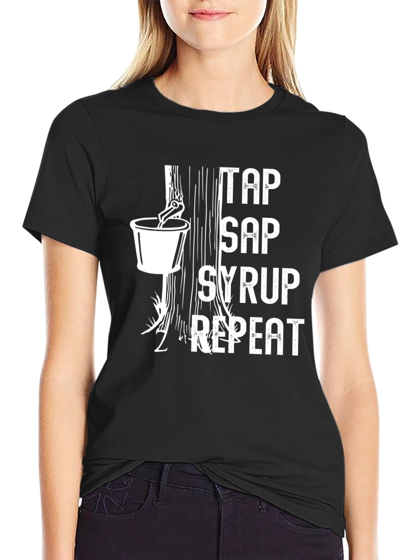 Camiseta Negra: Tap Sap Syrup Repeat