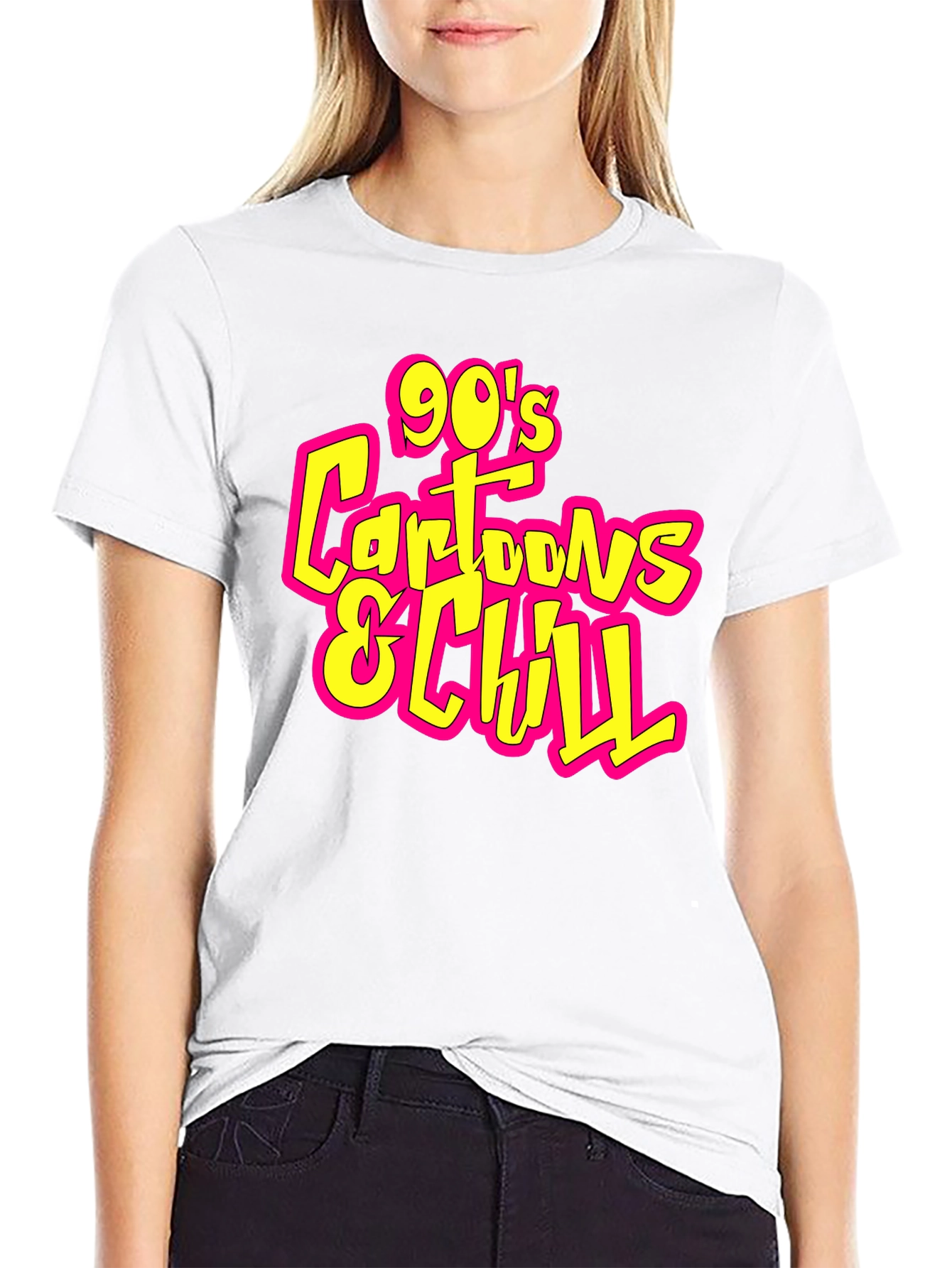 Camiseta Negra 90s Cartoons & Chill Casual