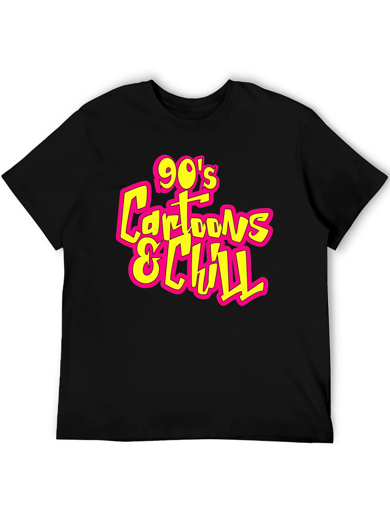 Camiseta Negra 90s Cartoons & Chill Casual