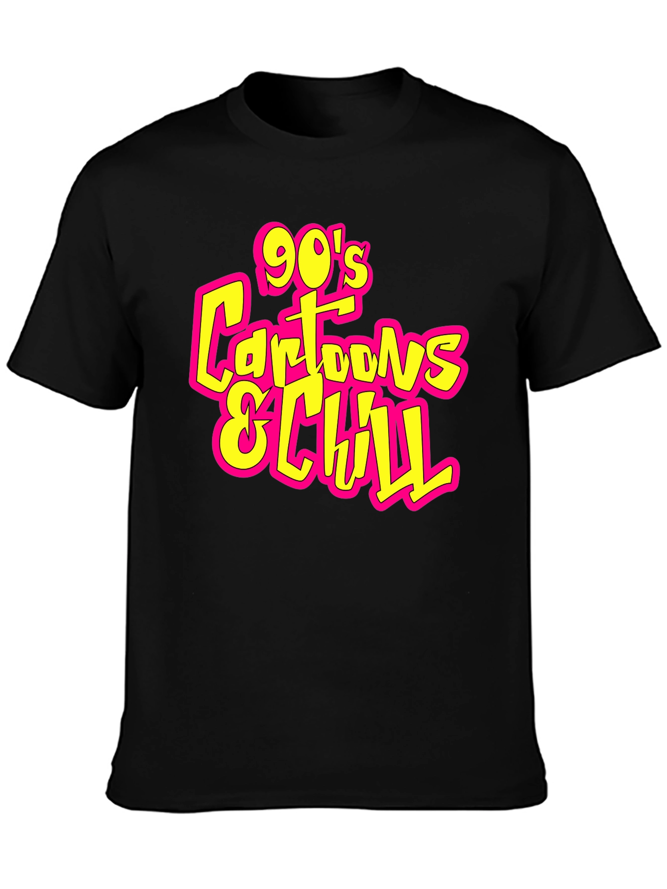 Camiseta Negra 90s Cartoons & Chill Casual