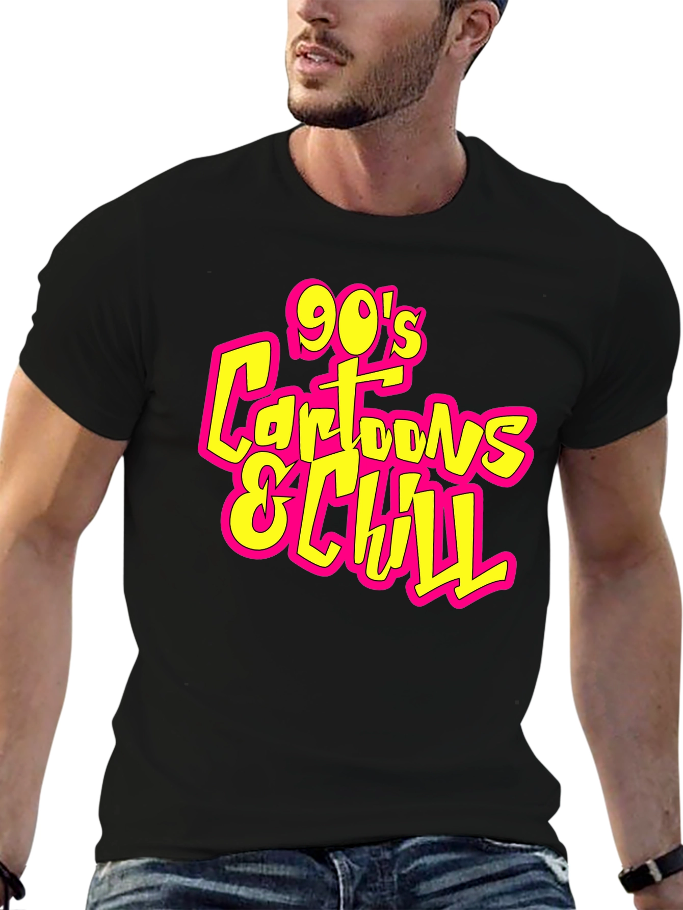 Camiseta Negra 90s Cartoons & Chill Casual