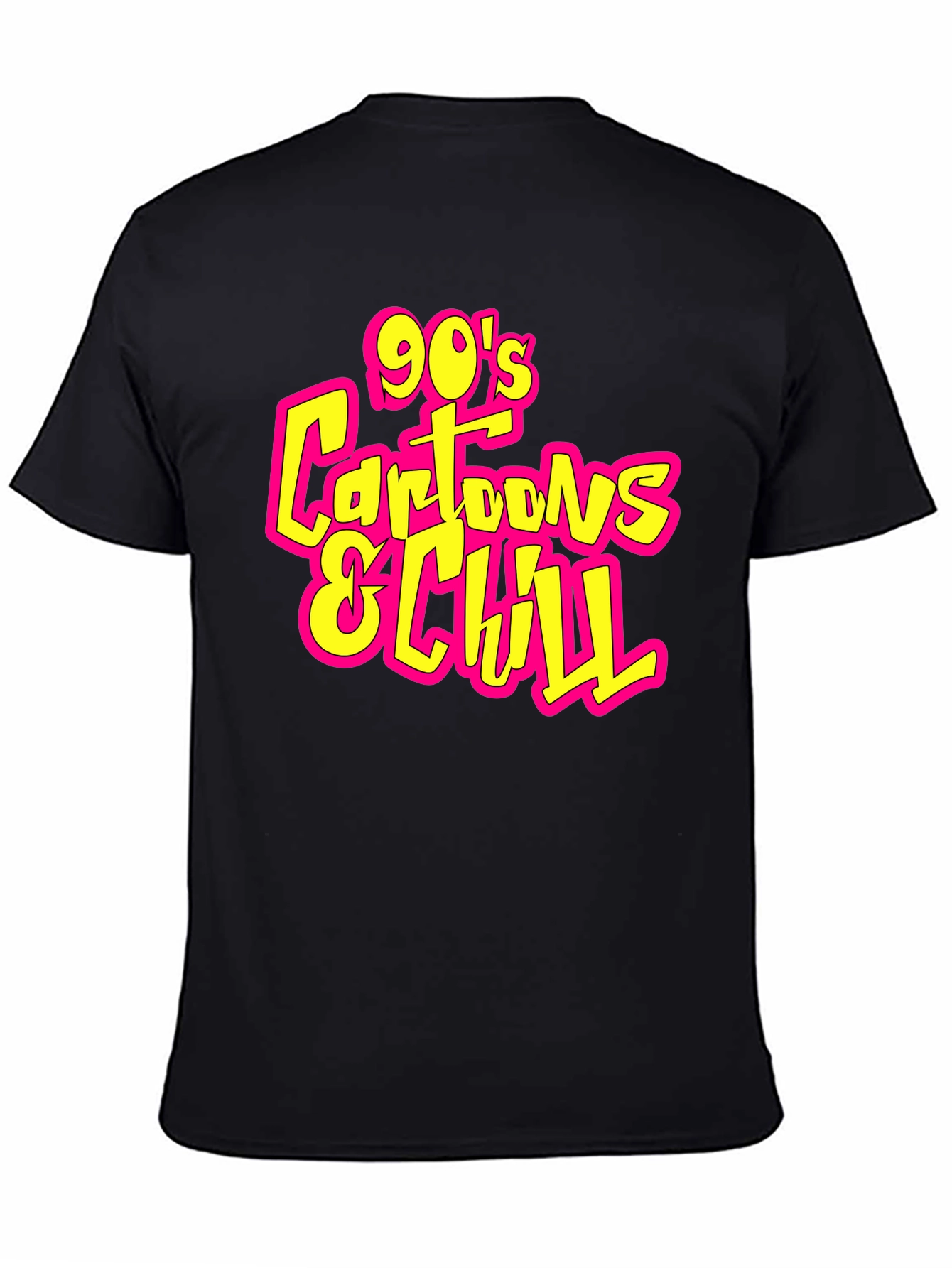 Camiseta Negra 90s Cartoons & Chill Casual
