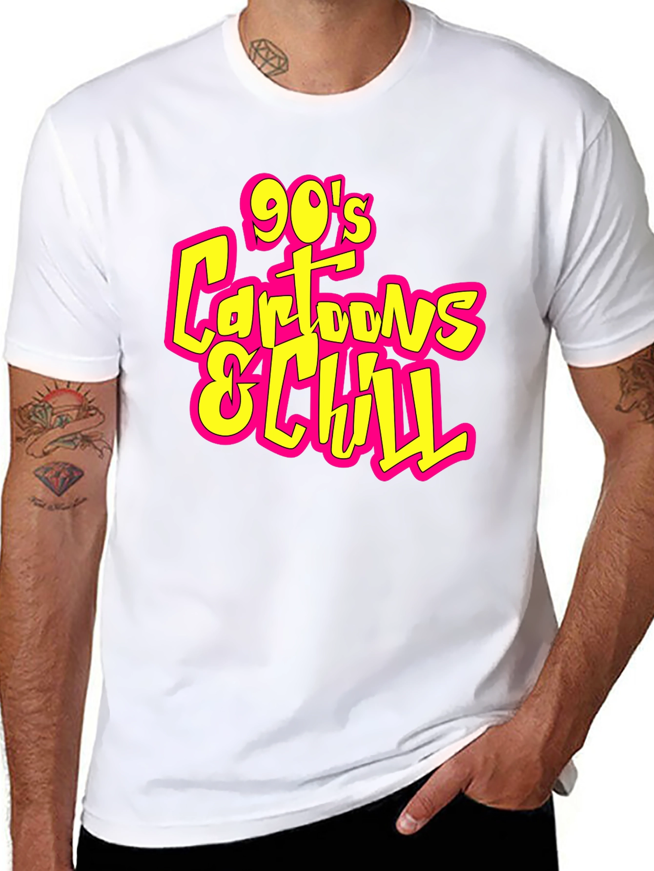 Camiseta Negra 90s Cartoons & Chill Casual
