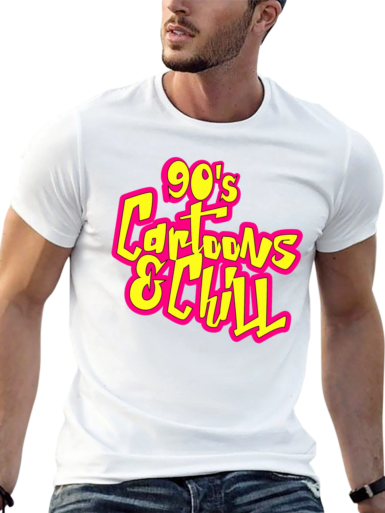 Camiseta Negra 90s Cartoons & Chill Casual
