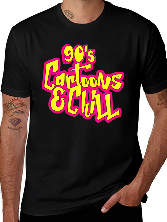 Camiseta Negra 90s Cartoons & Chill Casual