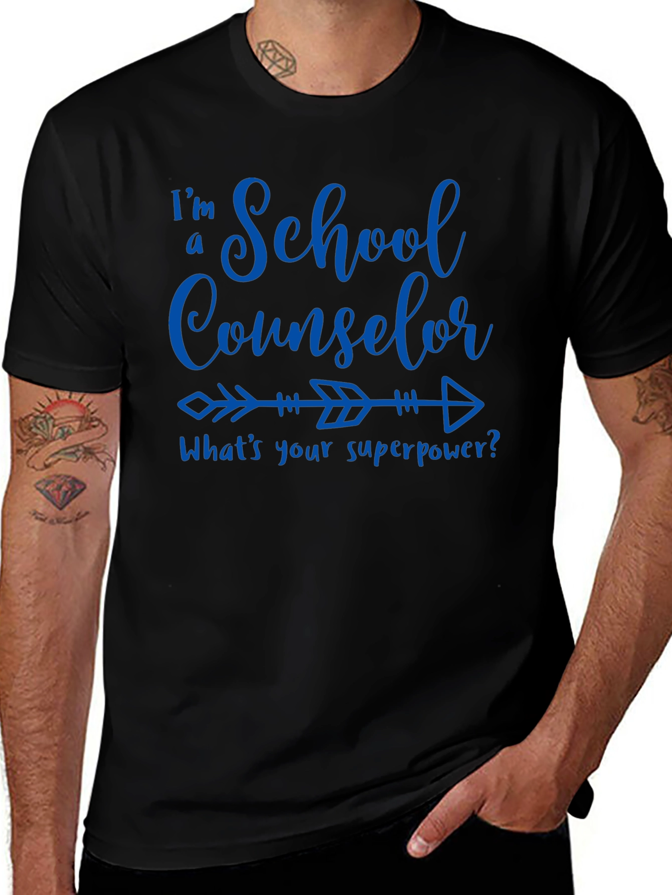 Camiseta Negra School Counselor Superpower