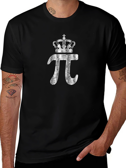 Camiseta Negra con Diseño Corona y Símbolo Pi