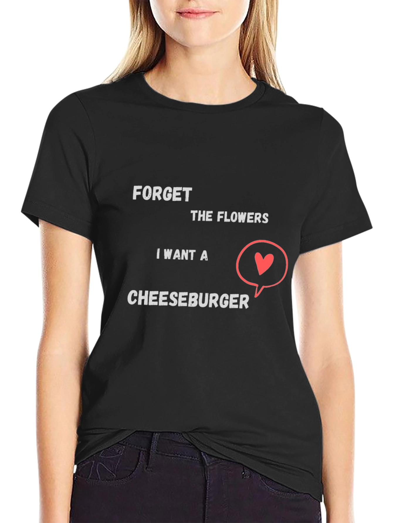 Camiseta Negra Divertida: ¡Quiero una Cheeseburger!