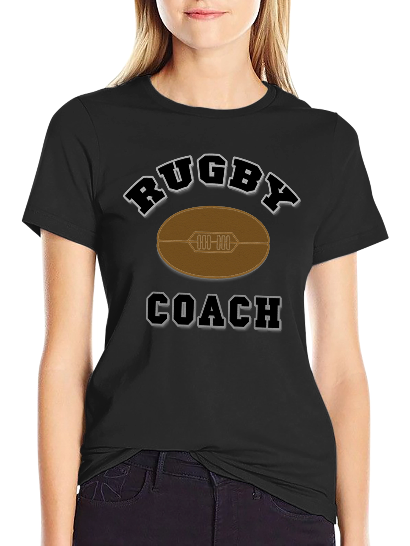 Camiseta Negra de Entrenador de Rugby