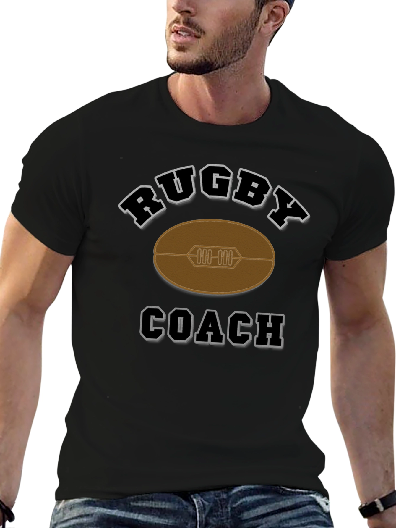 Camiseta Negra de Entrenador de Rugby