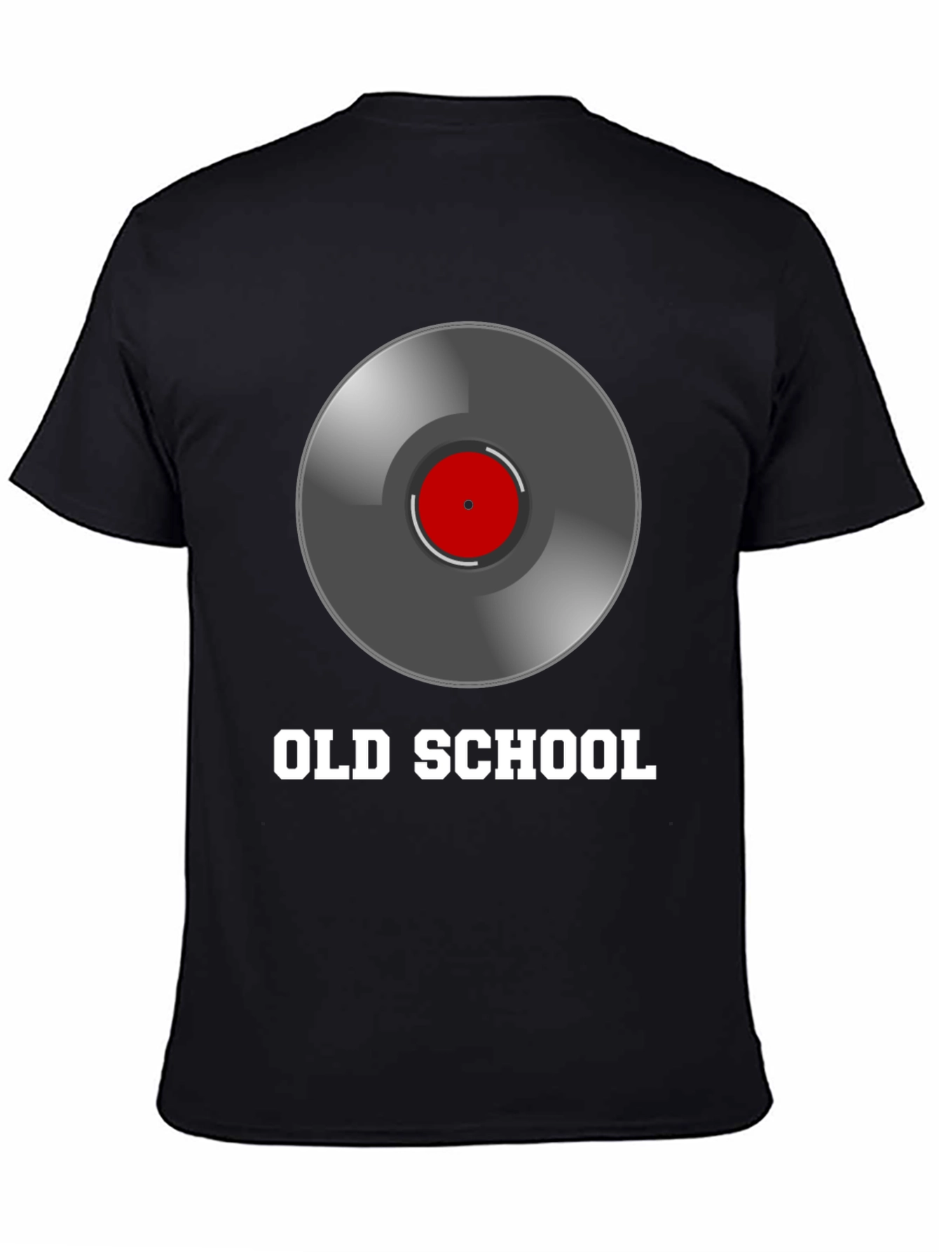 Camiseta Negra Estilo Old School con Diseño de Vinilo