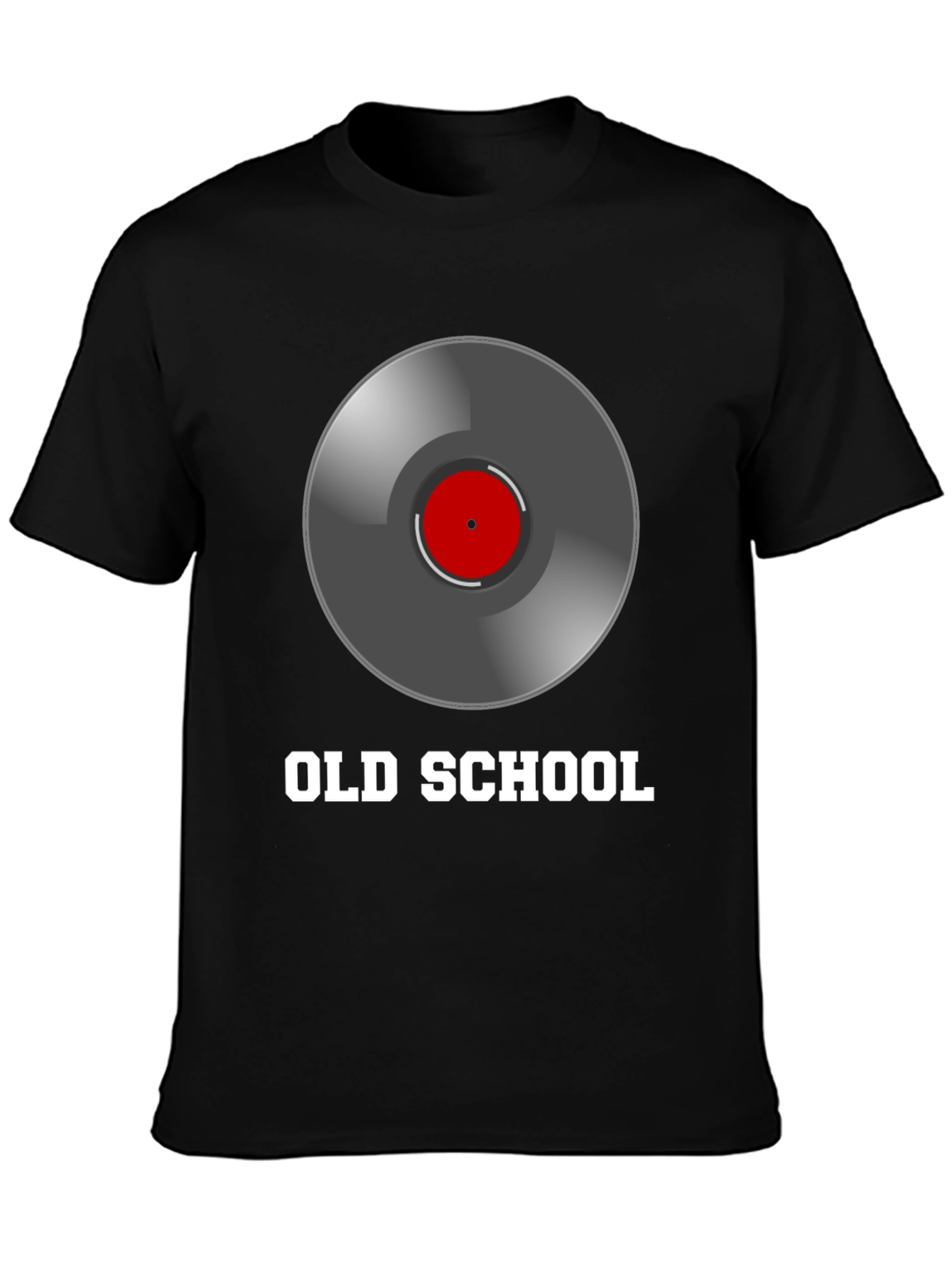 Camiseta Negra Estilo Old School con Diseño de Vinilo