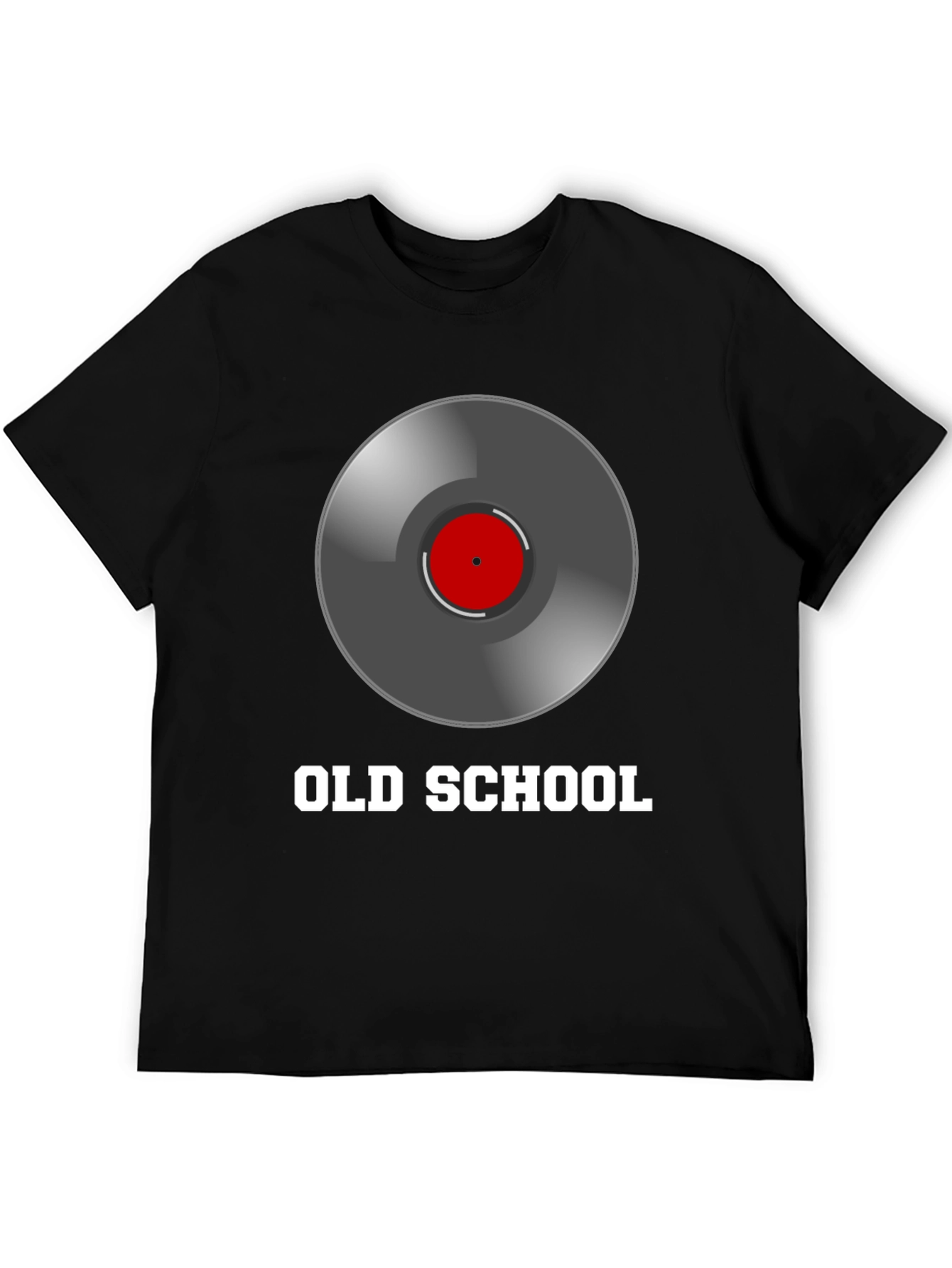 Camiseta Negra Estilo Old School con Diseño de Vinilo