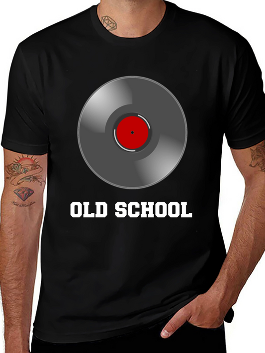 Camiseta Negra Estilo Old School con Diseño de Vinilo