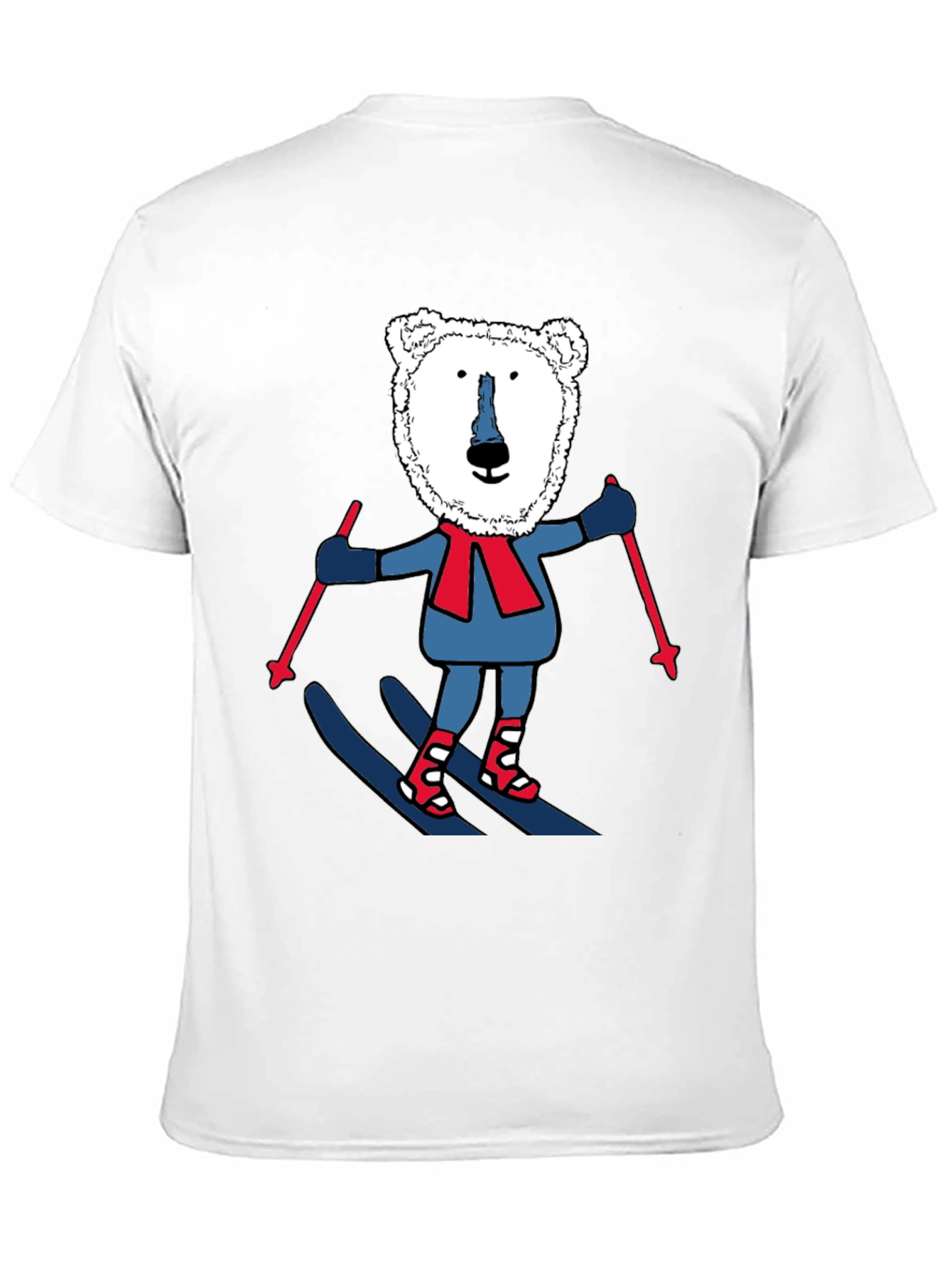 Camiseta Negra con Oso Polar esquiando