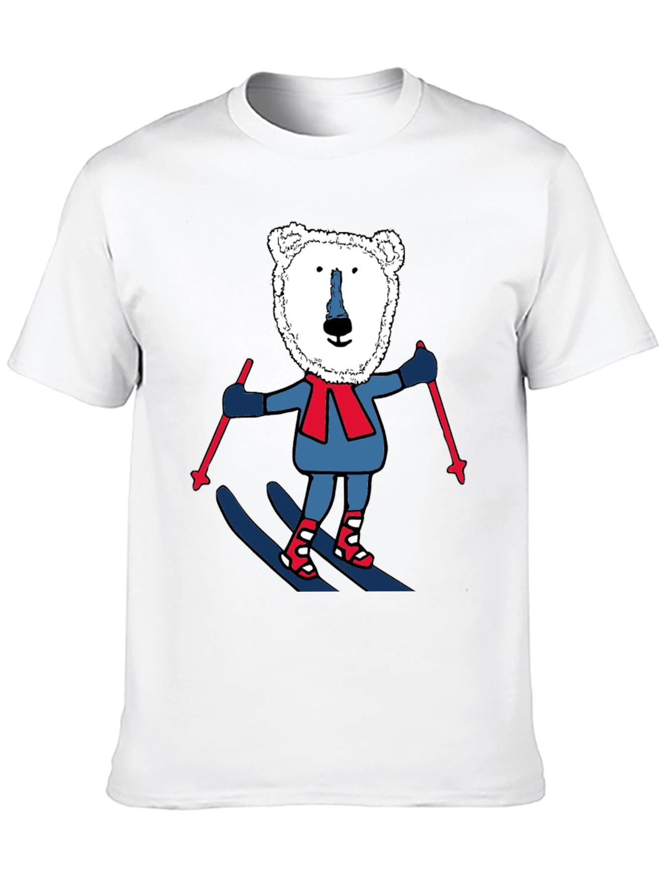 Camiseta Negra con Oso Polar esquiando