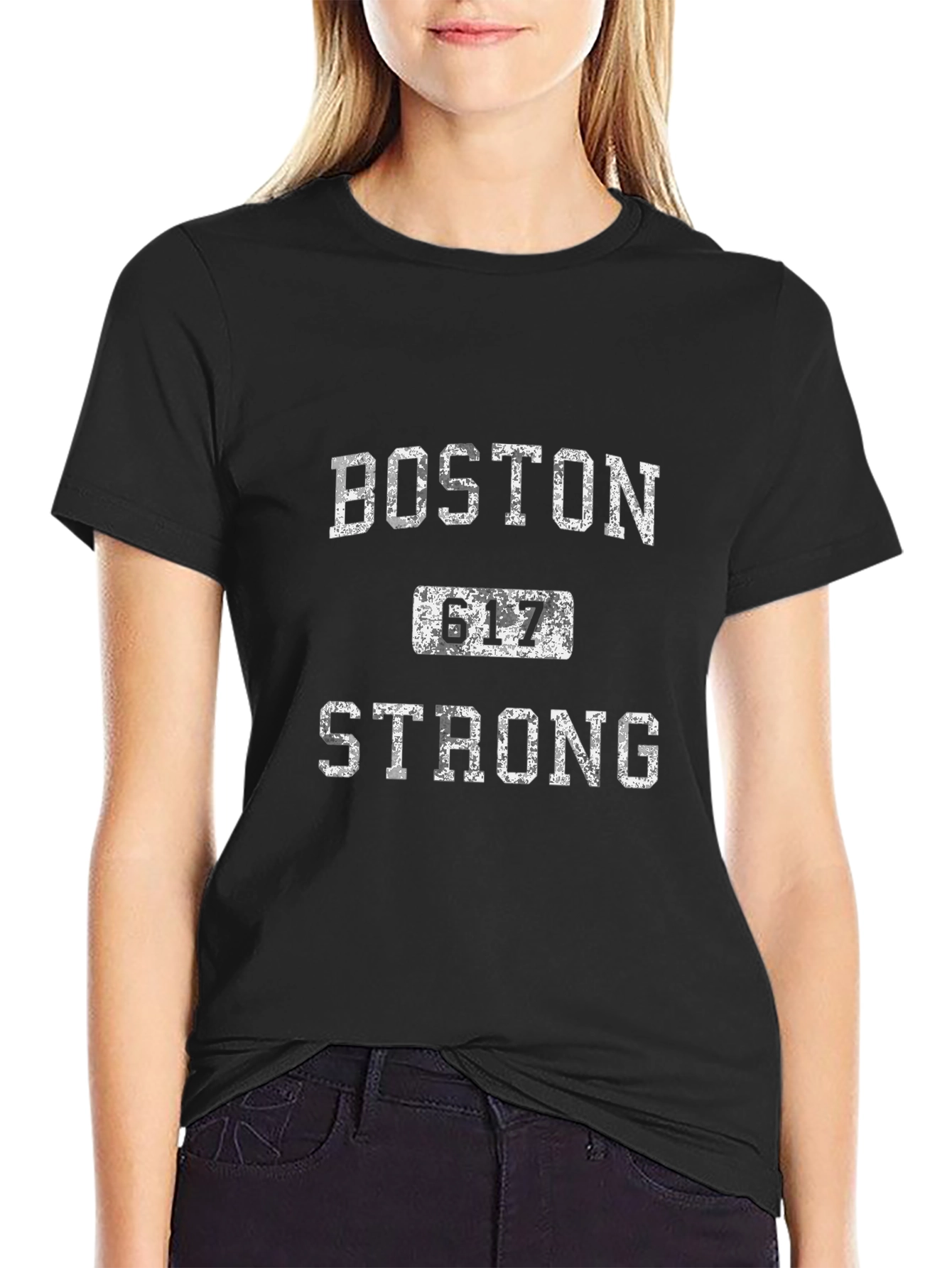 Camiseta Negra Boston 617 Strong