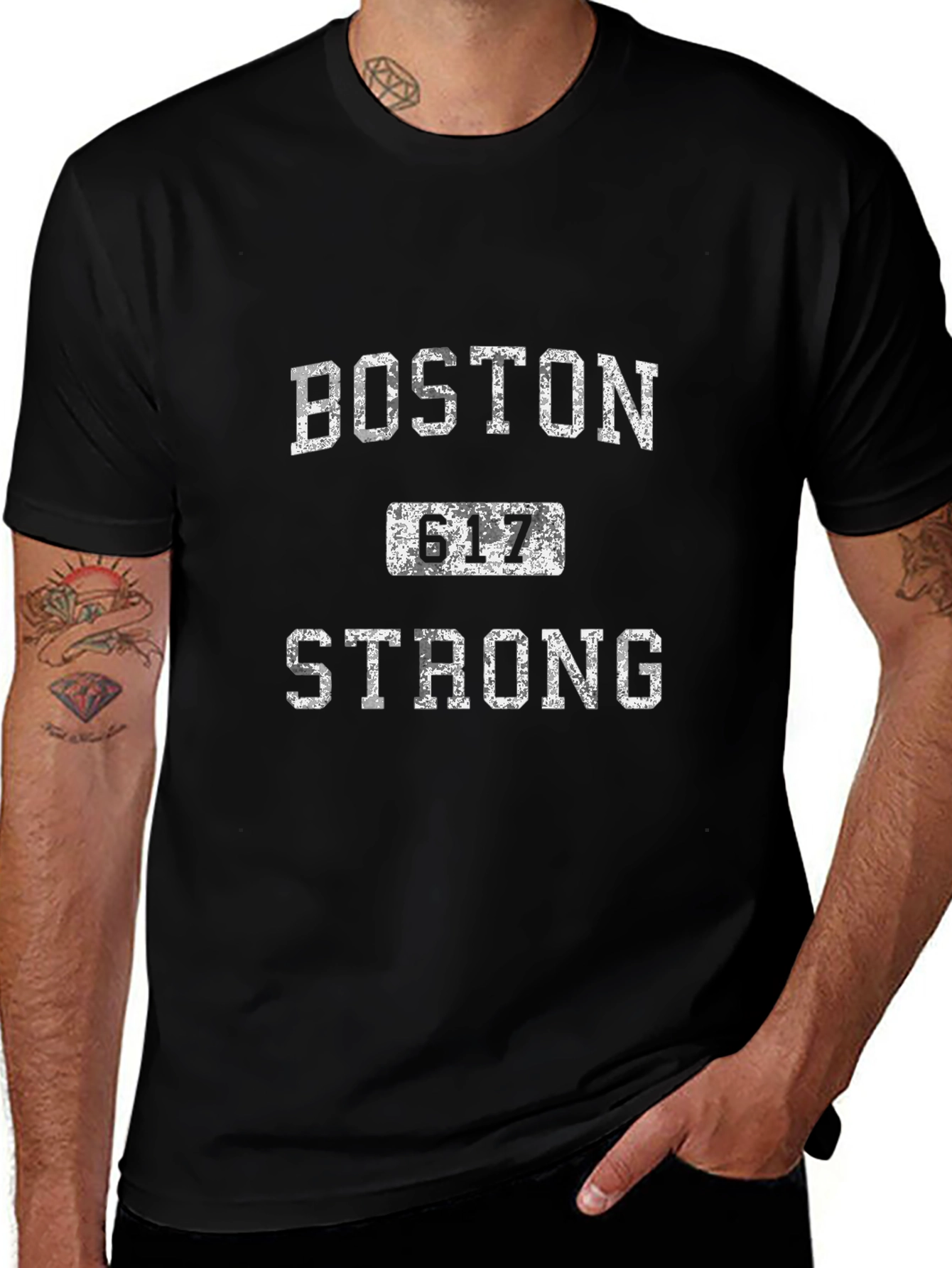 Camiseta Negra Boston 617 Strong