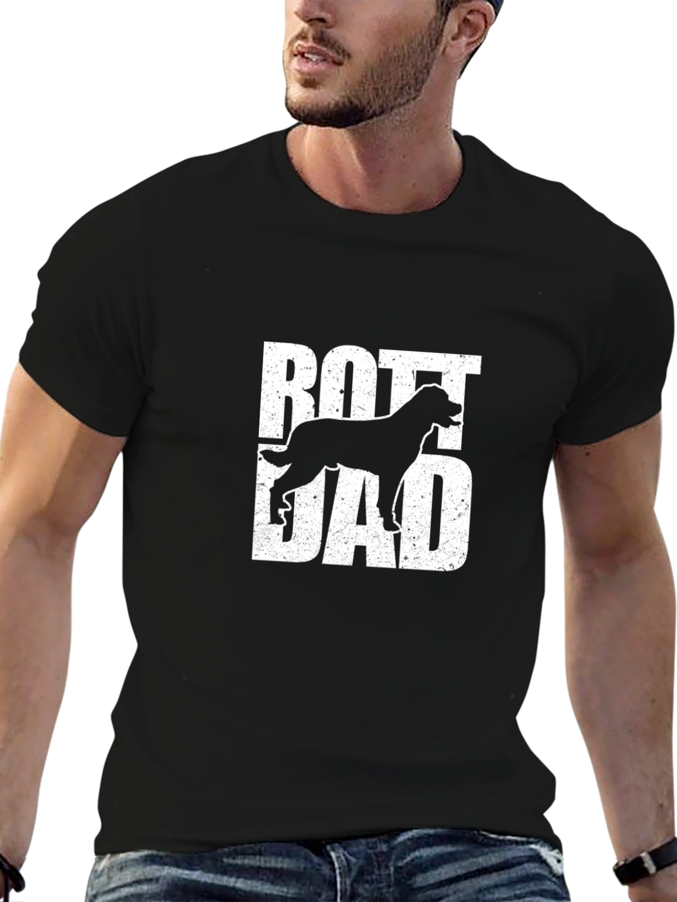 Camiseta Hombre Rott Dad Negra - Diseño Dog Lover