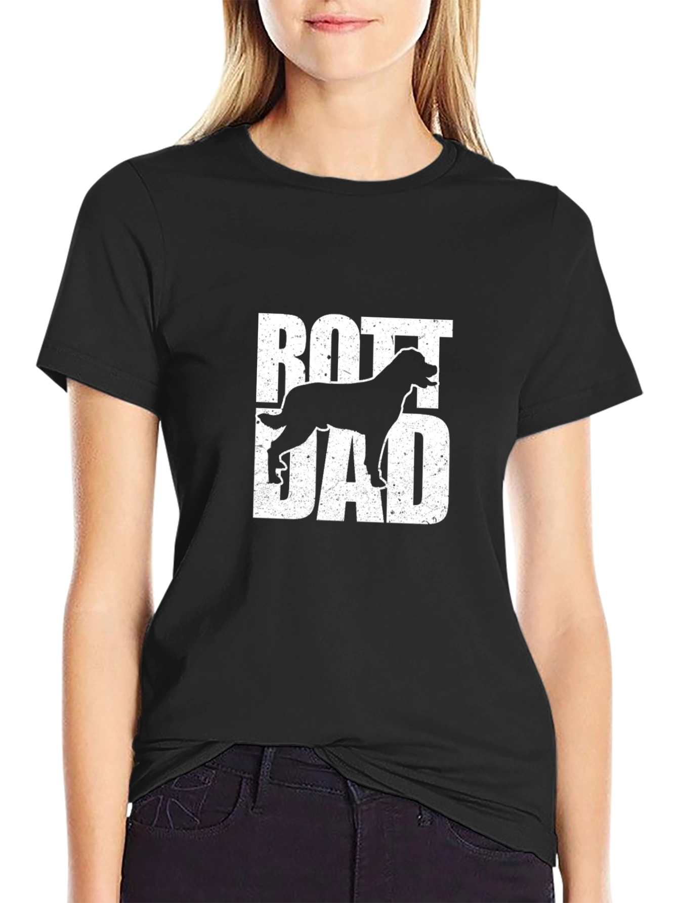 Camiseta Hombre Rott Dad Negra - Diseño Dog Lover