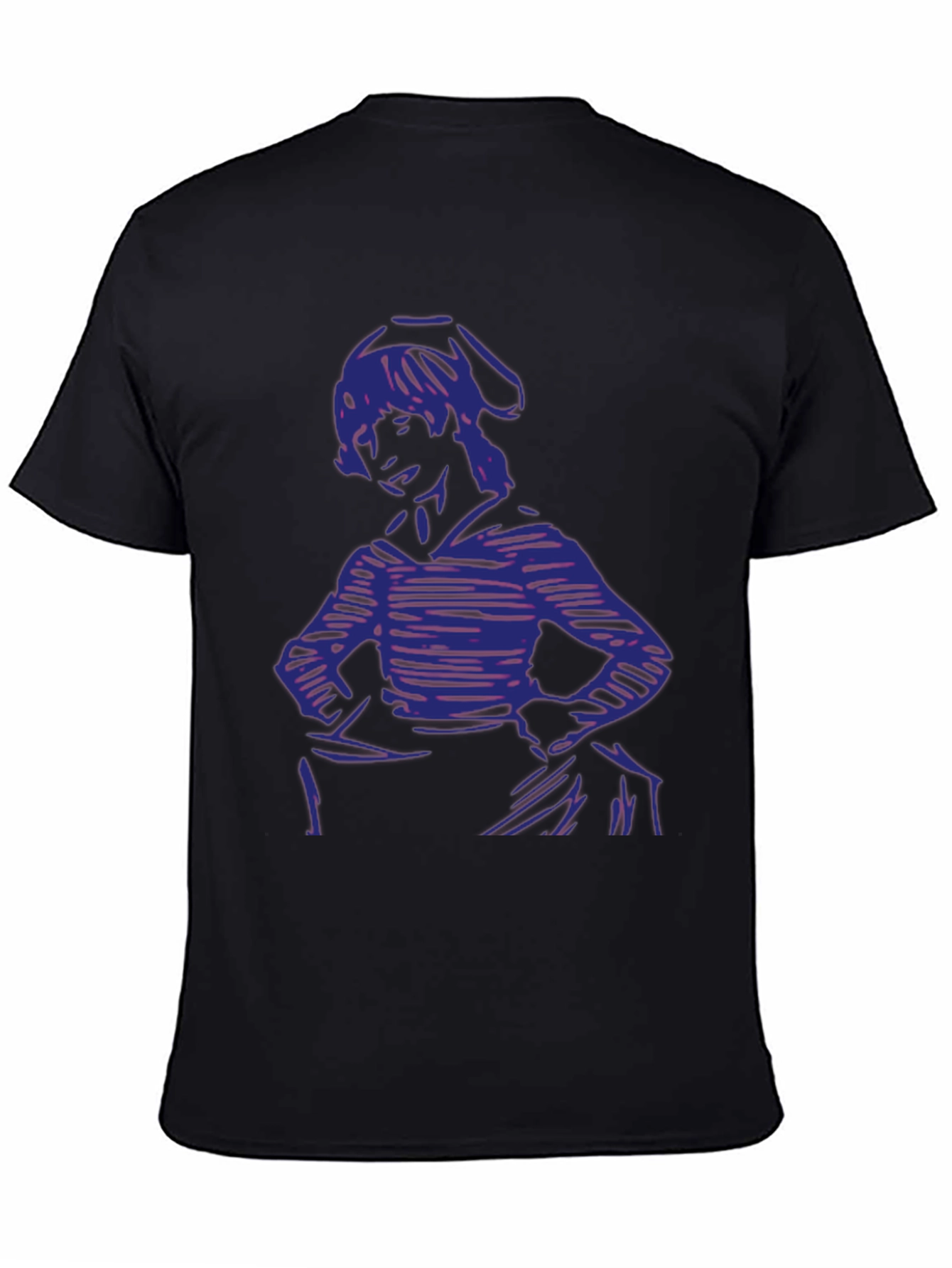 Camiseta Negra con Estampado Abstracto
