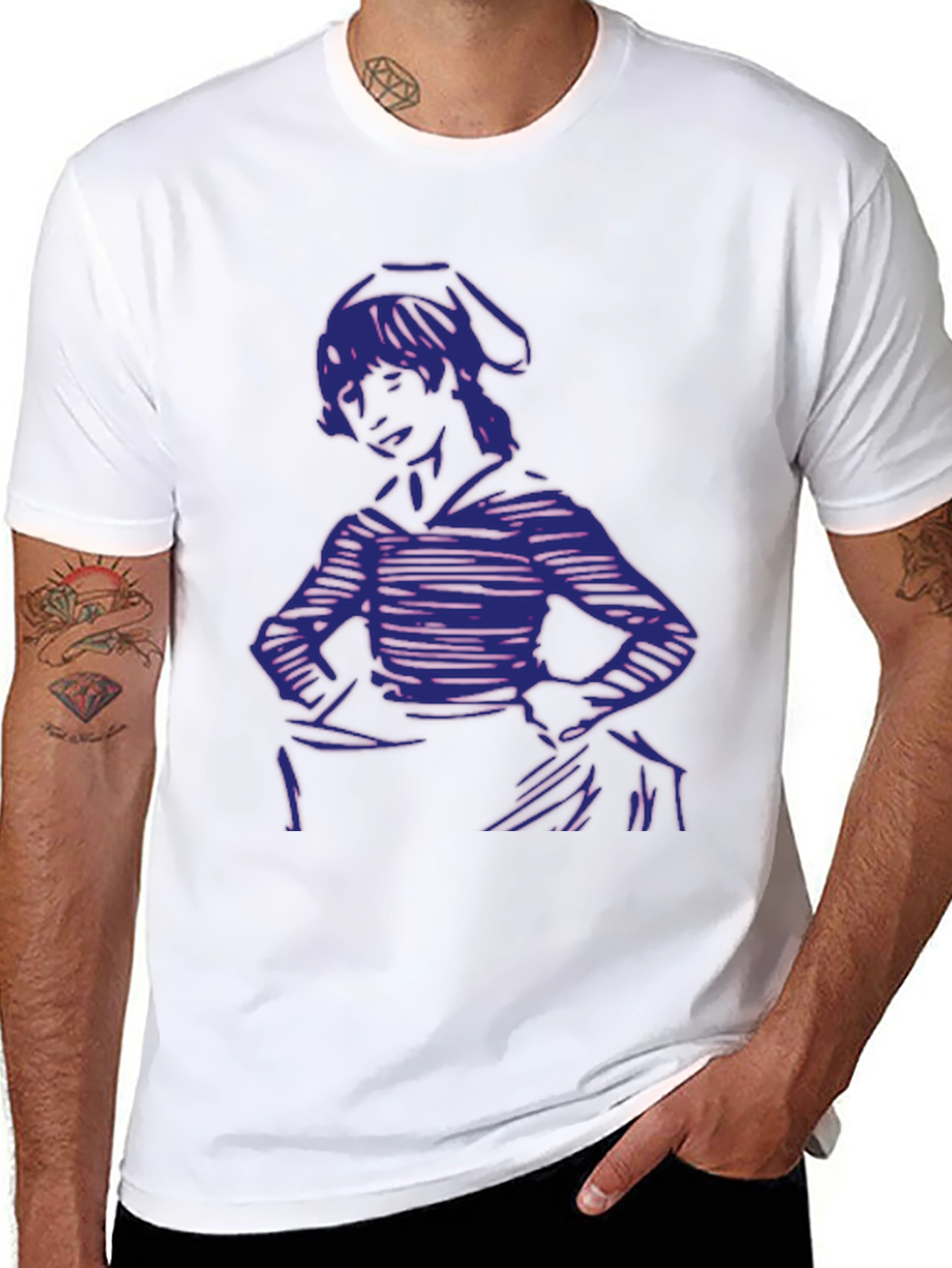 Camiseta Negra con Estampado Abstracto