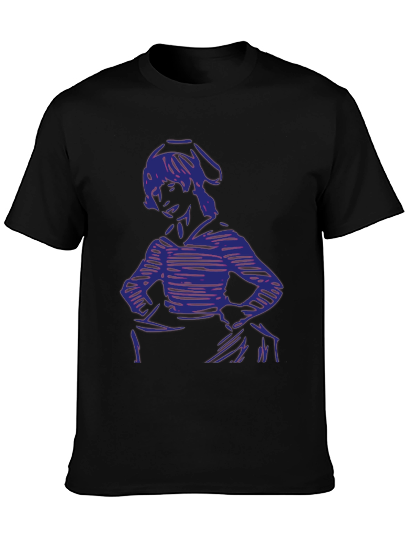 Camiseta Negra con Estampado Abstracto