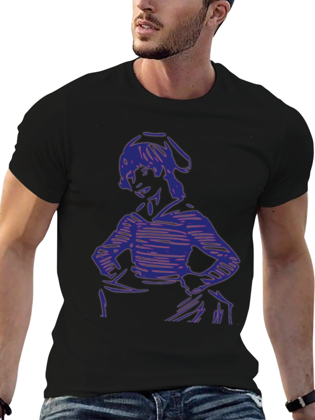 Camiseta Negra con Estampado Abstracto