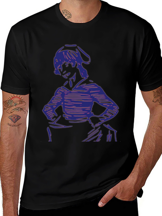 Camiseta Negra con Estampado Abstracto