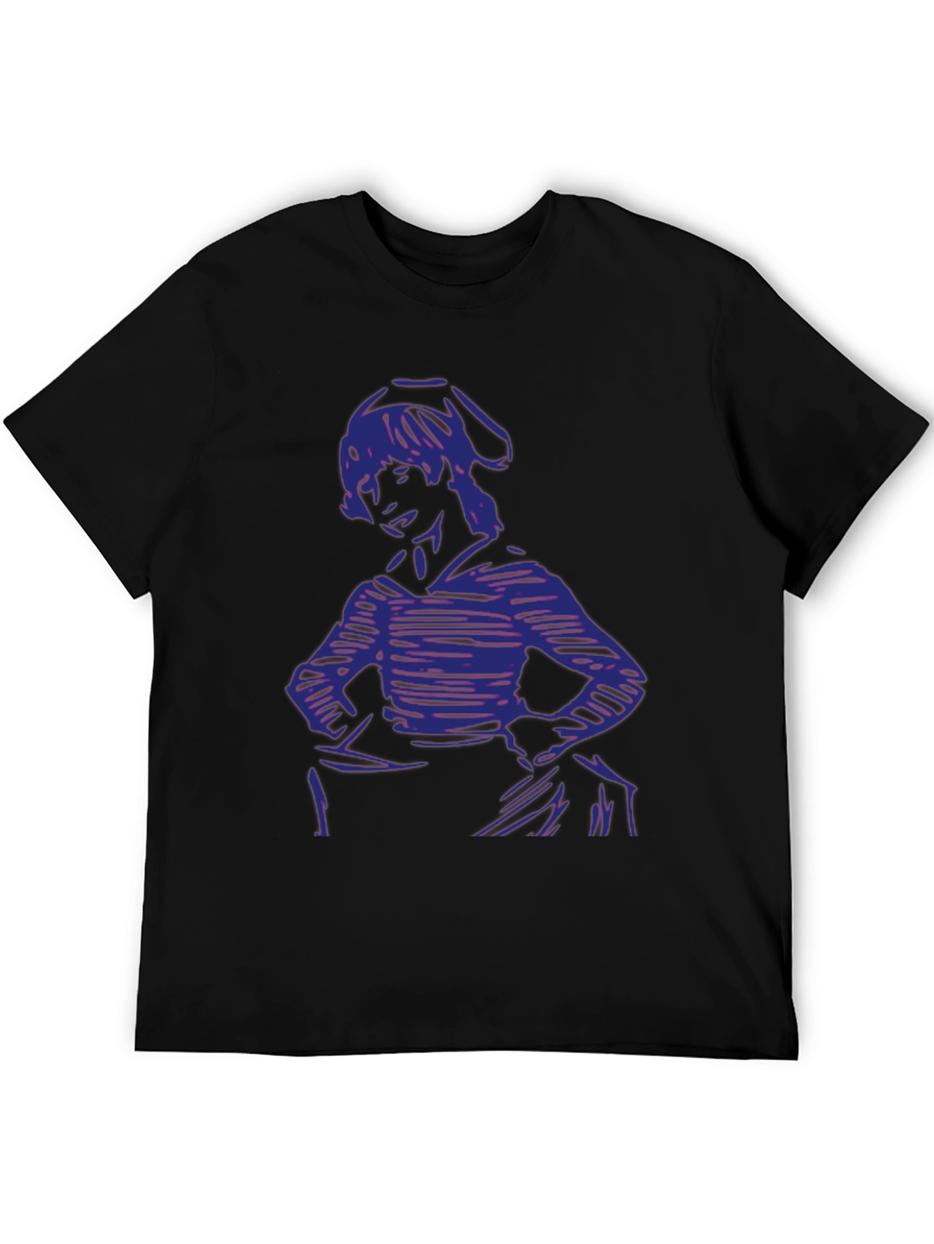 Camiseta Negra con Estampado Abstracto