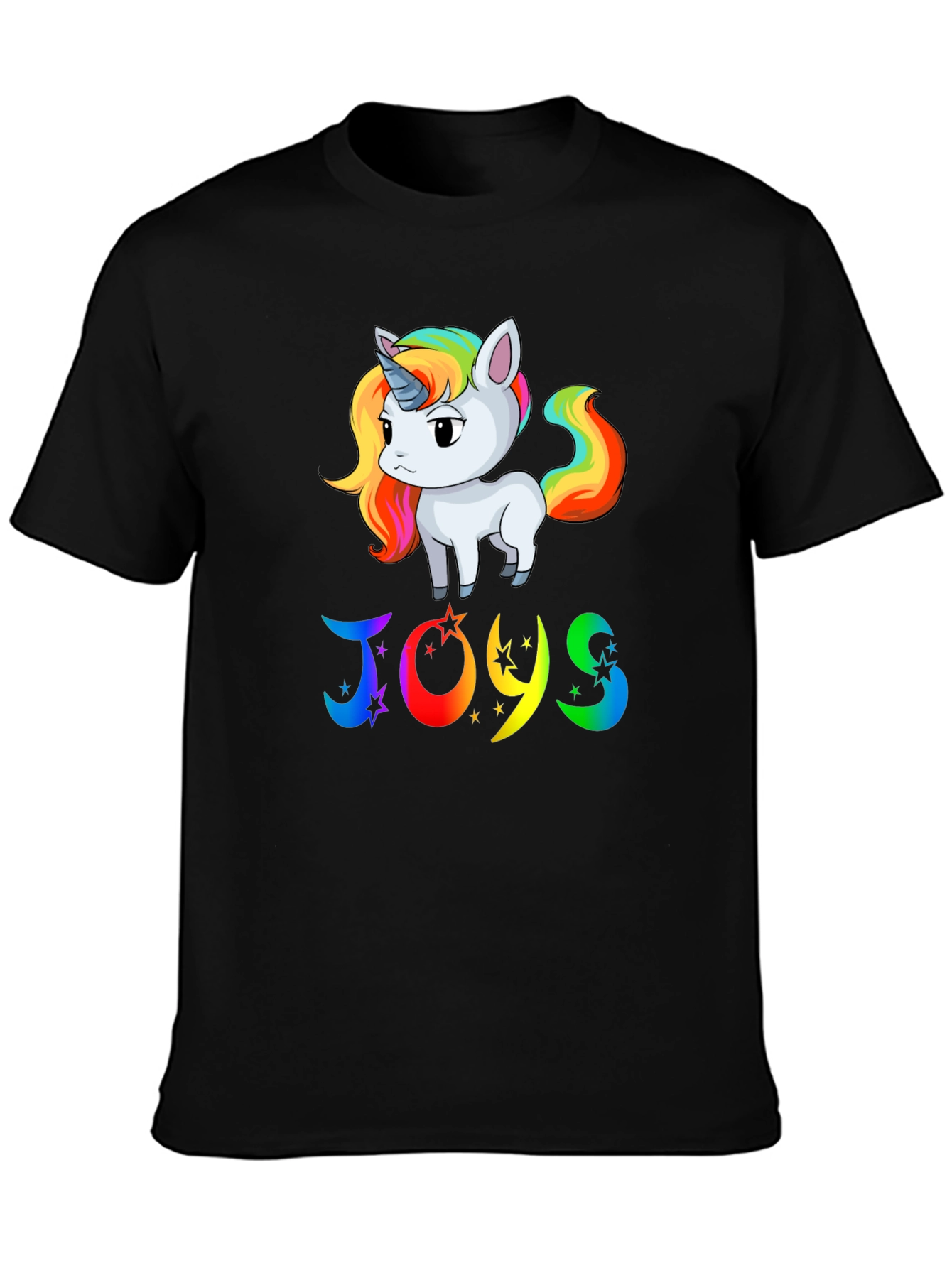 Camiseta Negra con Unicornio JOYS Arcoíris