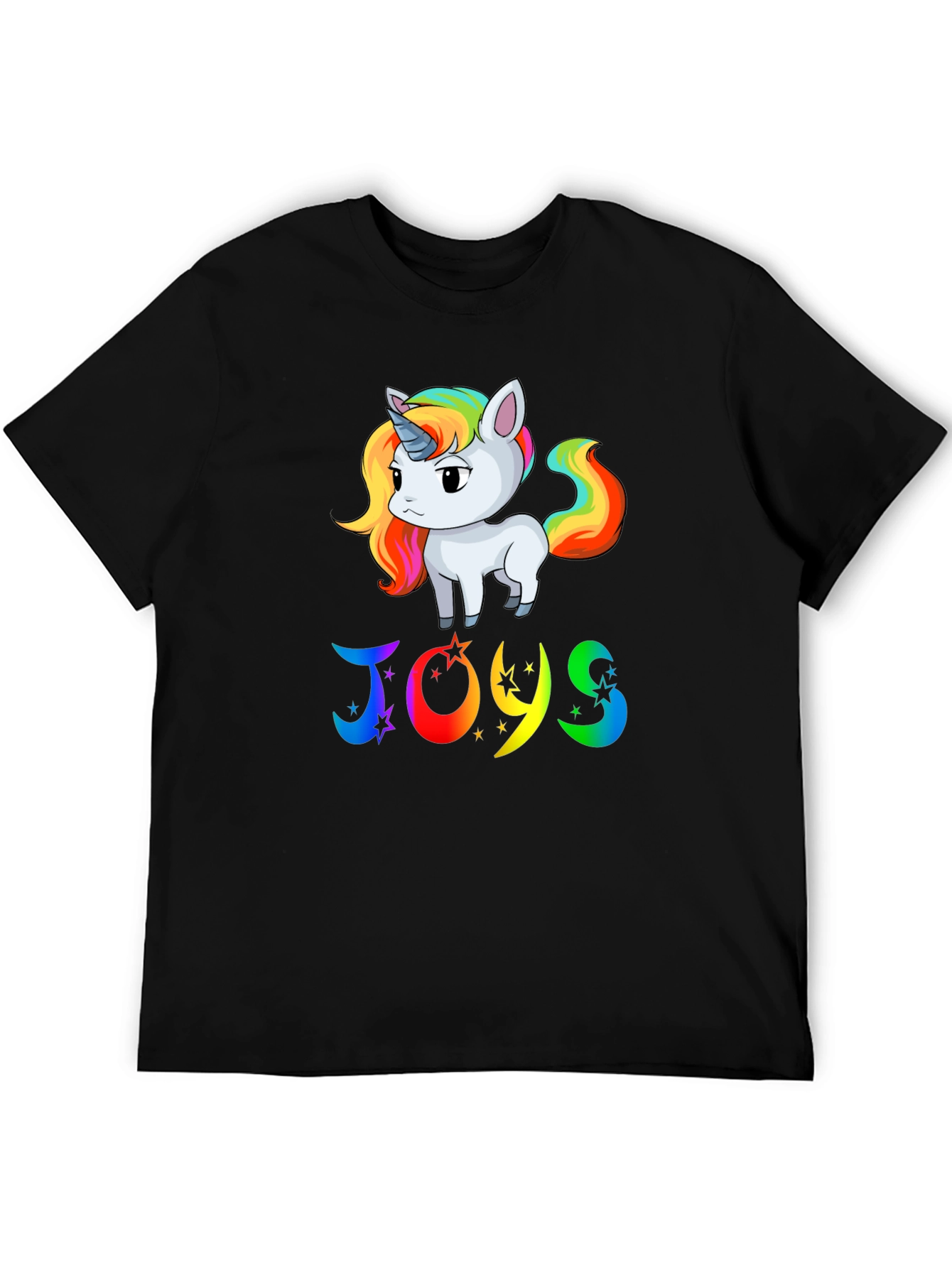 Camiseta Negra con Unicornio JOYS Arcoíris