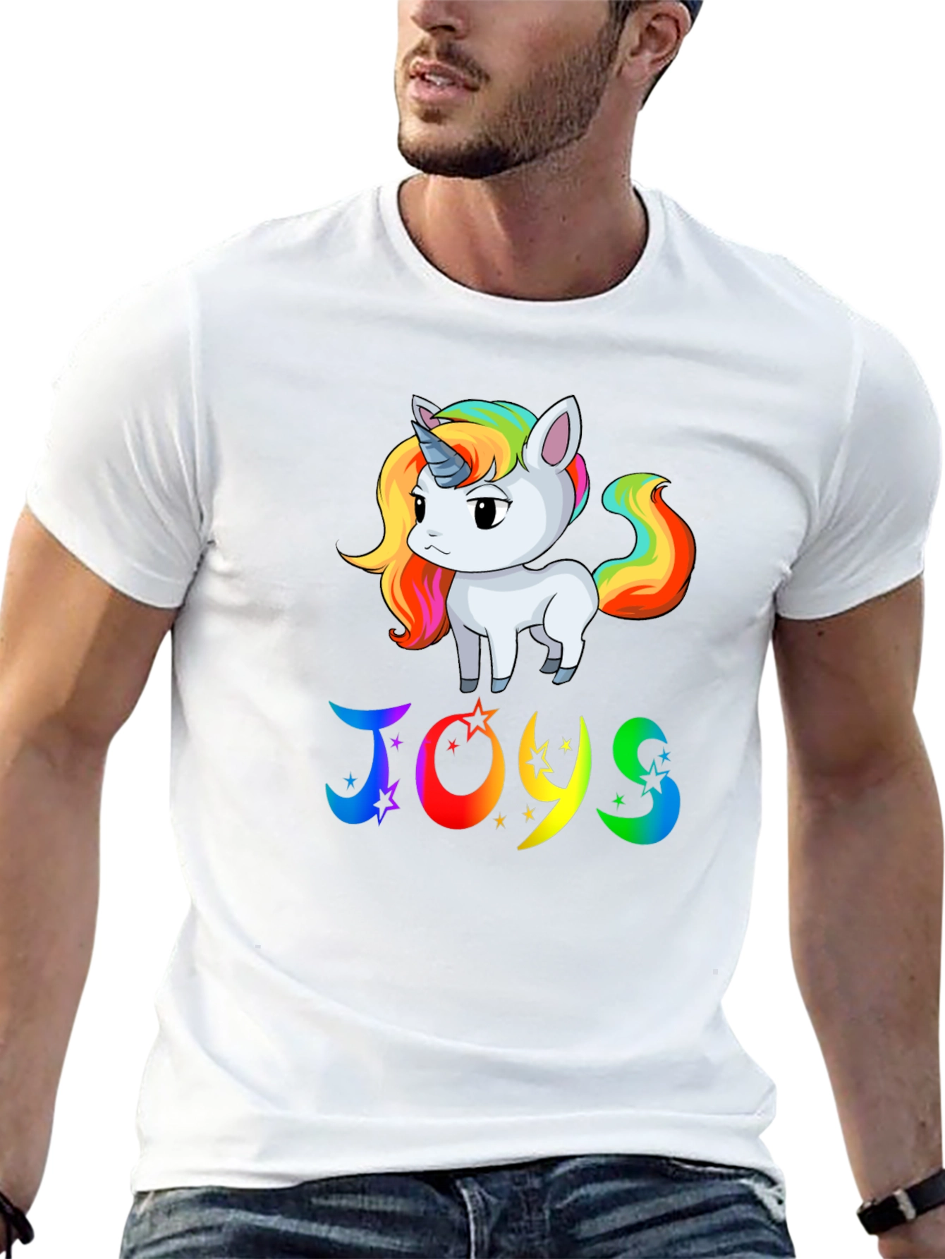 Camiseta Negra con Unicornio JOYS Arcoíris
