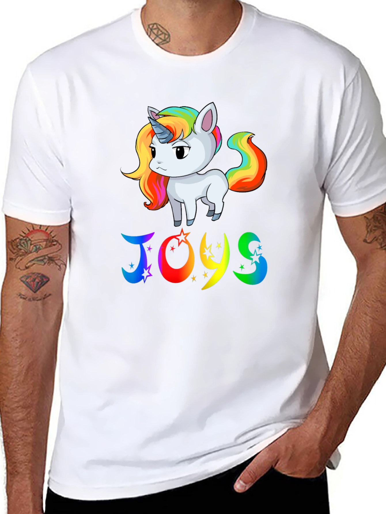 Camiseta Negra con Unicornio JOYS Arcoíris