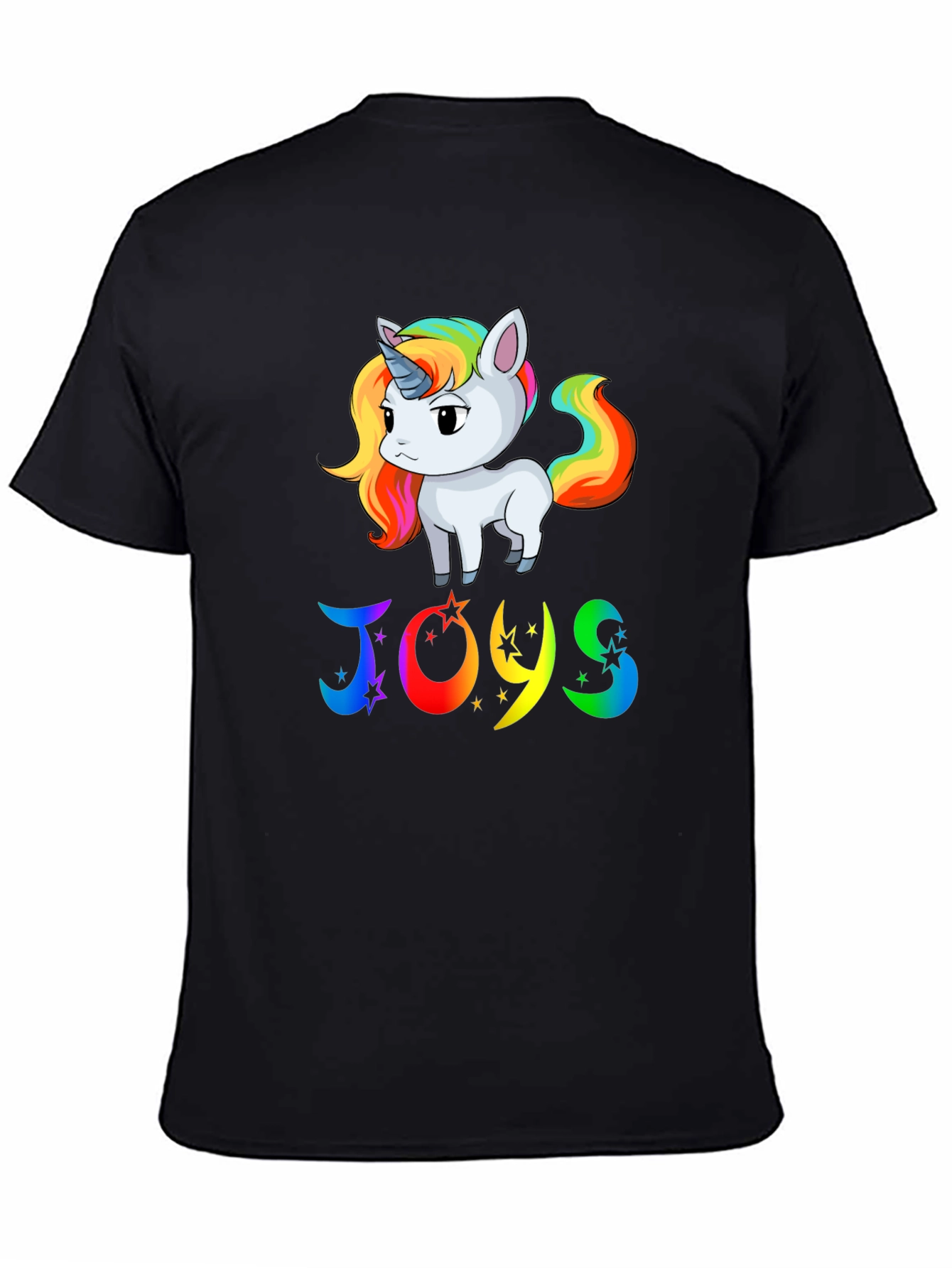 Camiseta Negra con Unicornio JOYS Arcoíris