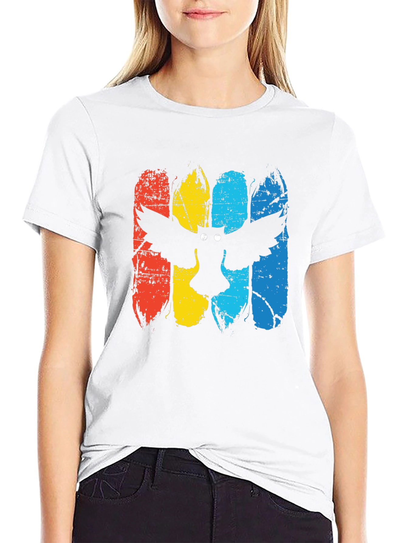 Camiseta Negra con Estampado de Búho Retro