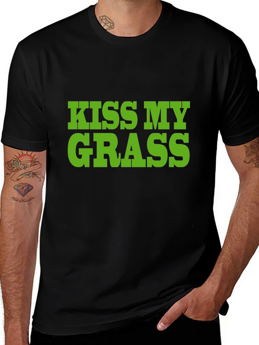 Camiseta Negra Kiss My Grass Divertida y Original