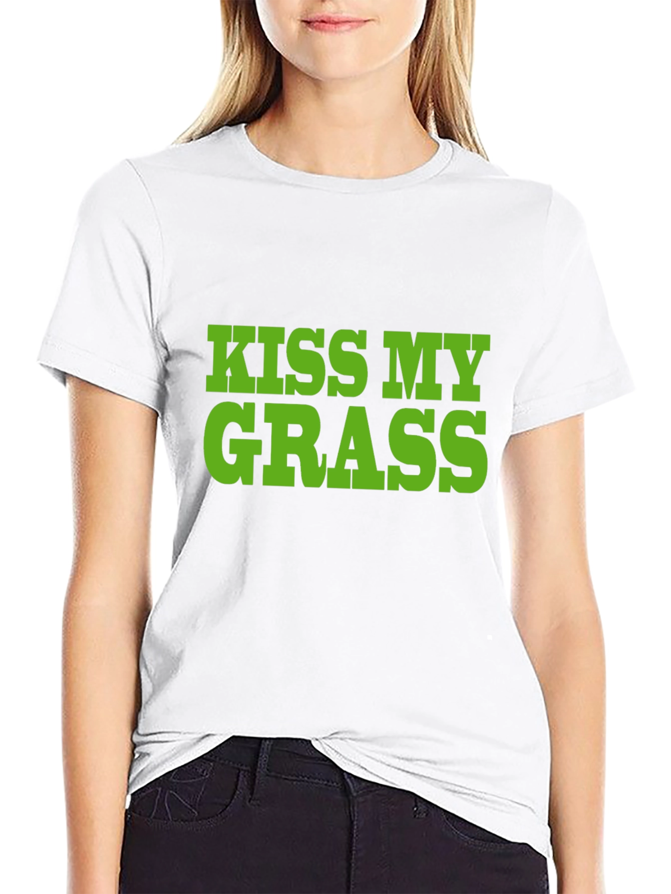 Camiseta Negra Kiss My Grass Divertida y Original