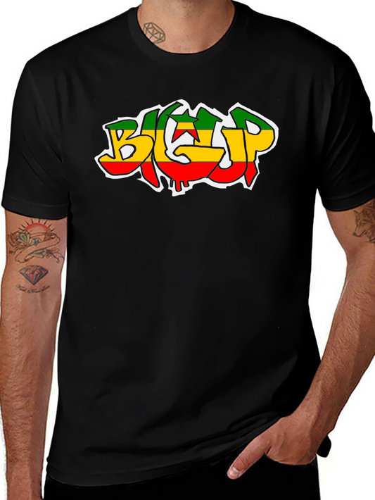 Camiseta Negra con Estampado Rastafari Colorido