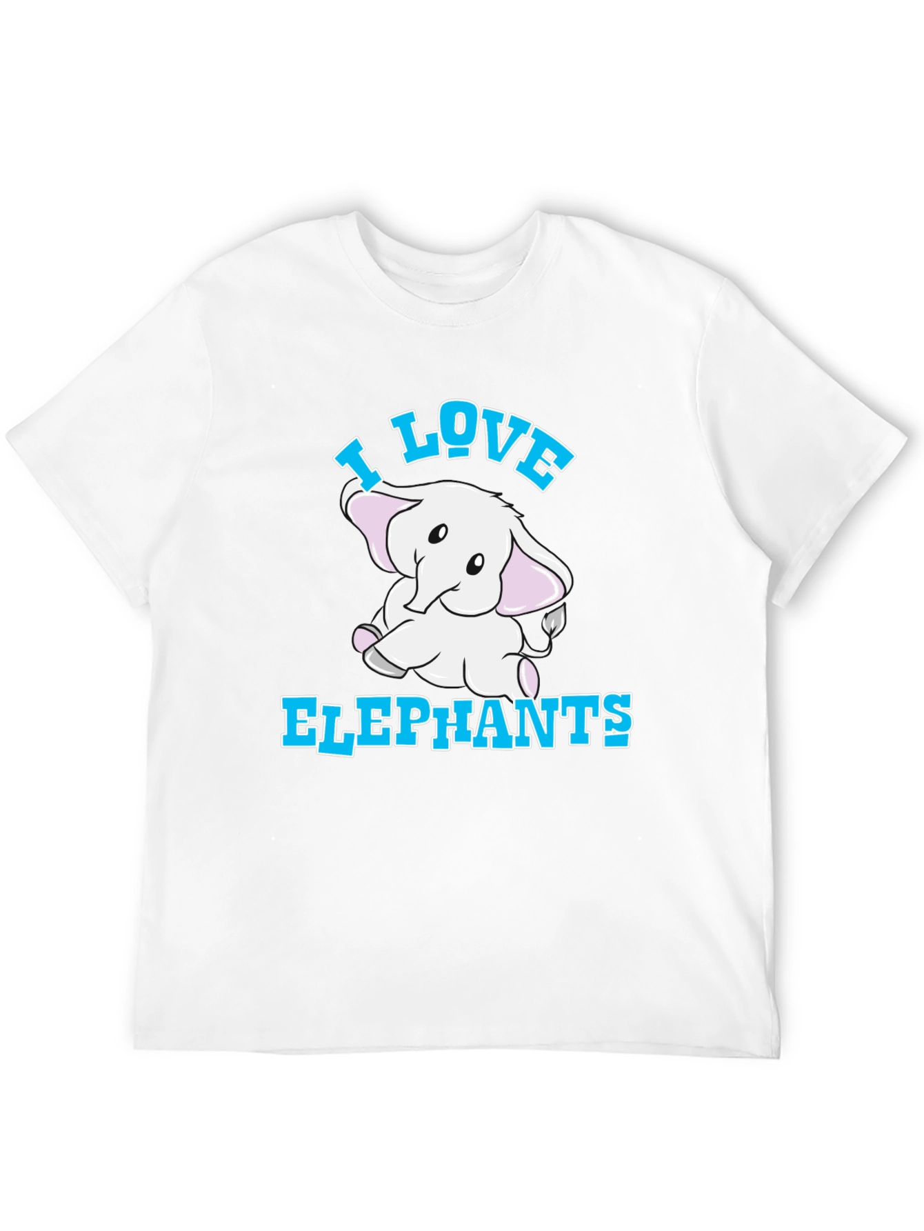 Camiseta Negra I Love Elephants para Amantes de Animales