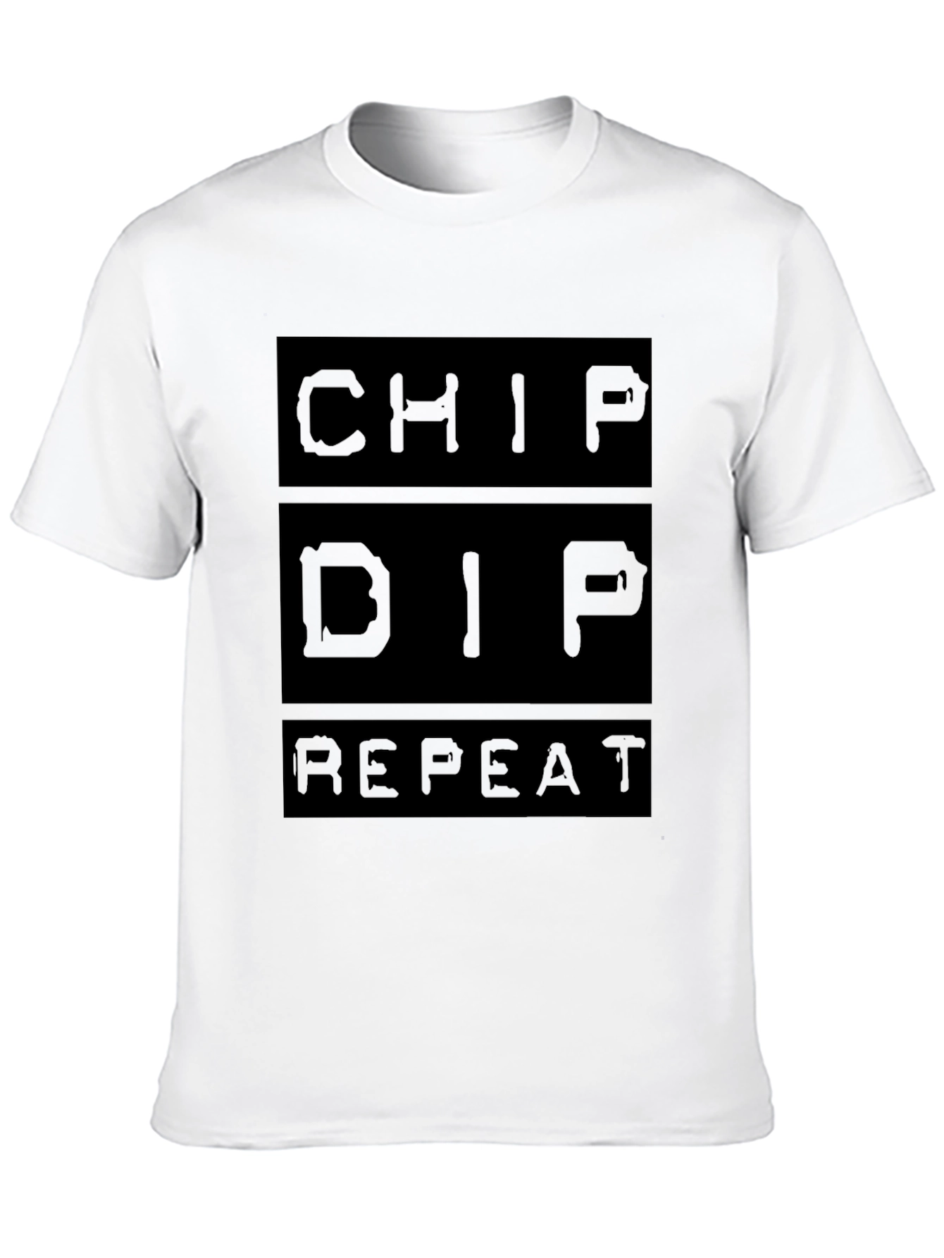Camiseta Negra: Chip Dip Repeat
