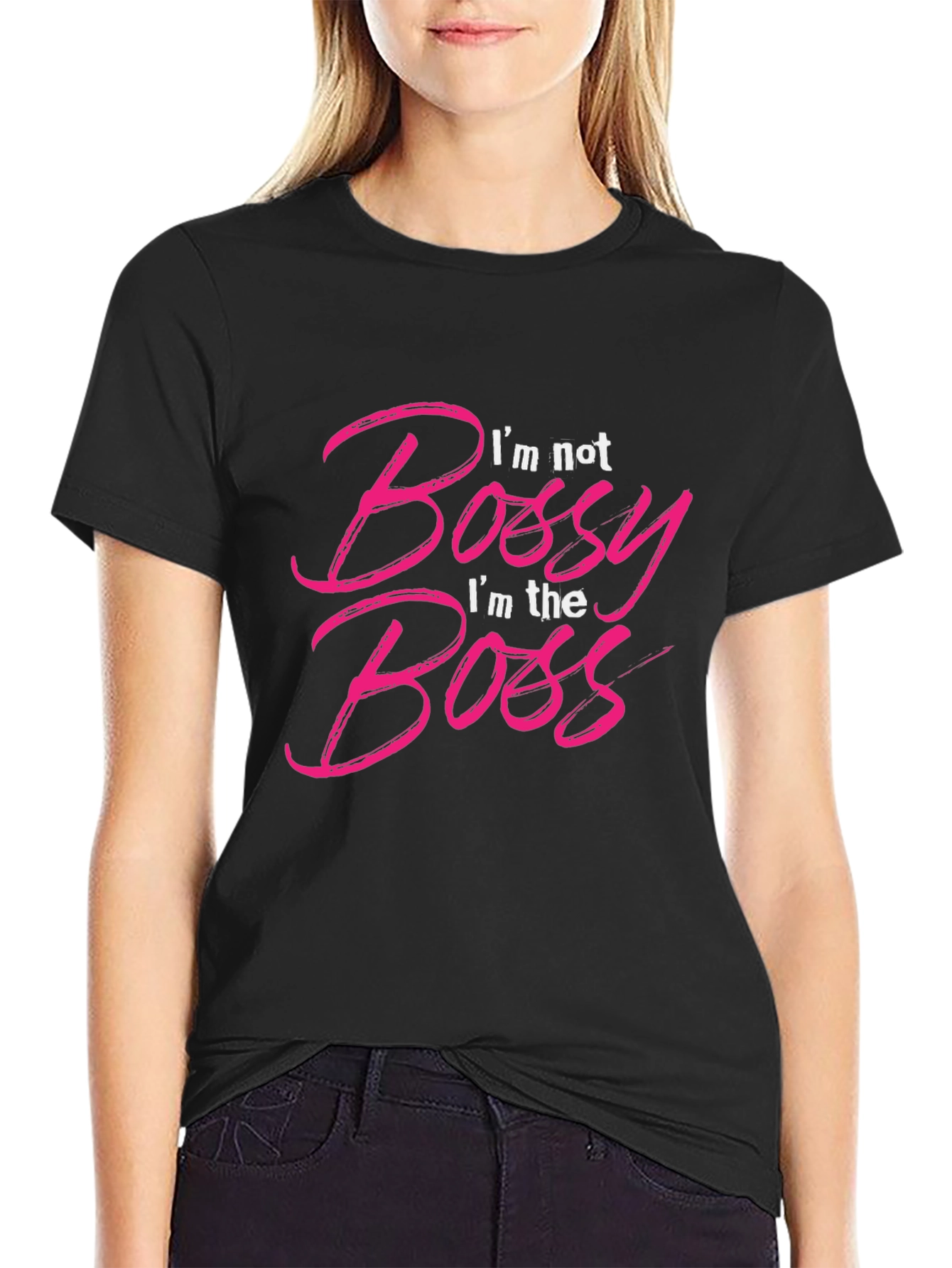 Camiseta Negra con Texto Im the Boss