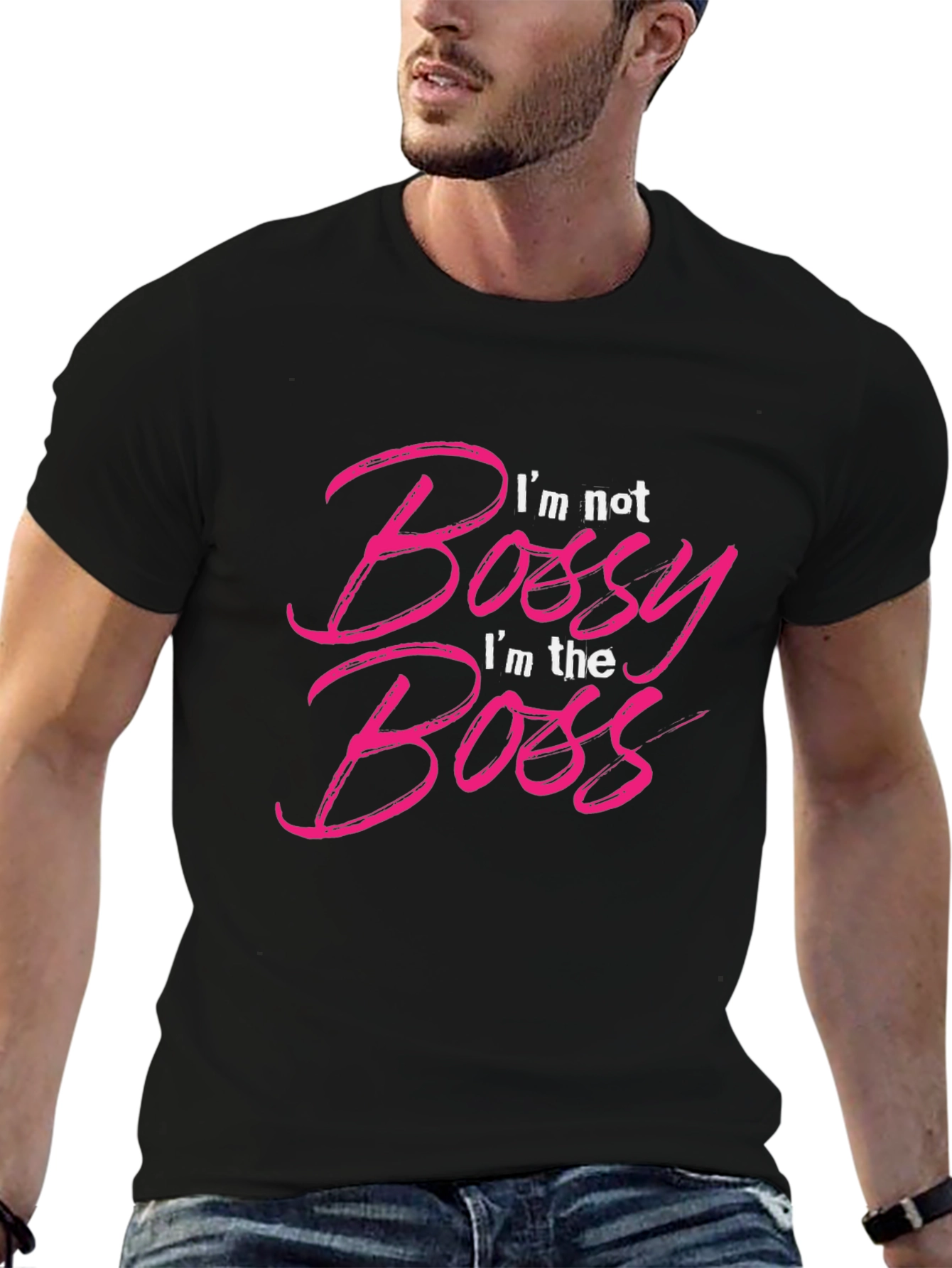 Camiseta Negra con Texto Im the Boss