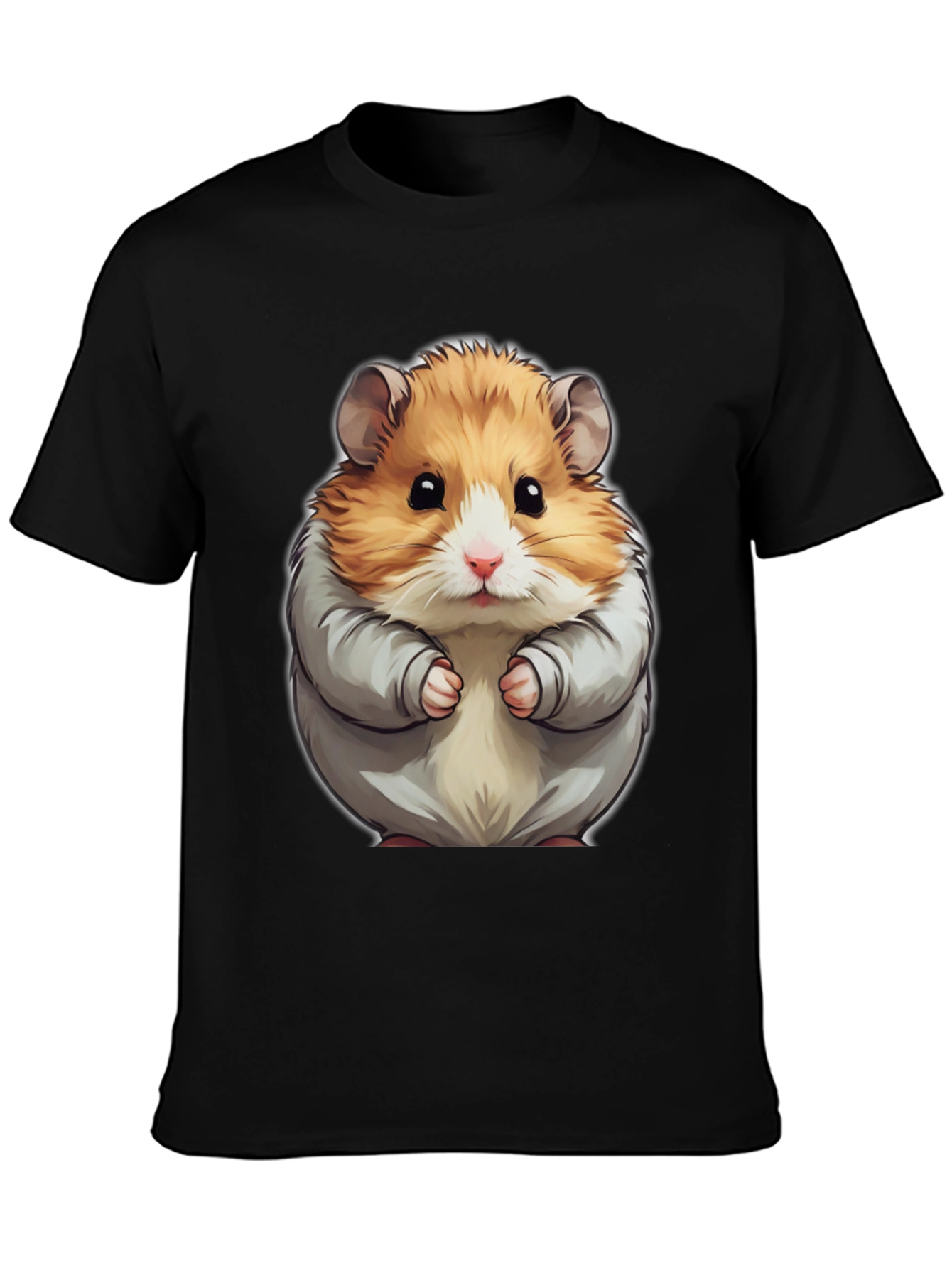 Camiseta Negra con Estampado de Hámster Adorable