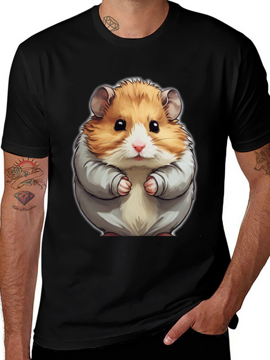 Camiseta Negra con Estampado de Hámster Adorable