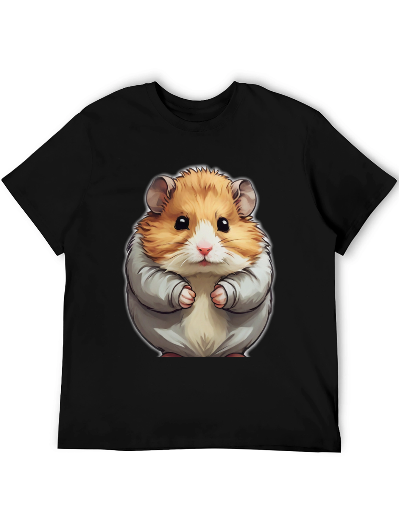 Camiseta Negra con Estampado de Hámster Adorable