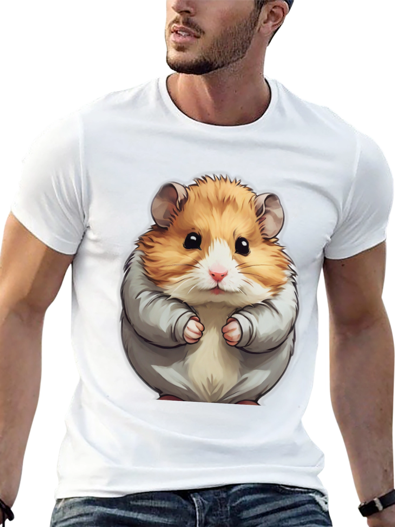 Camiseta Negra con Estampado de Hámster Adorable