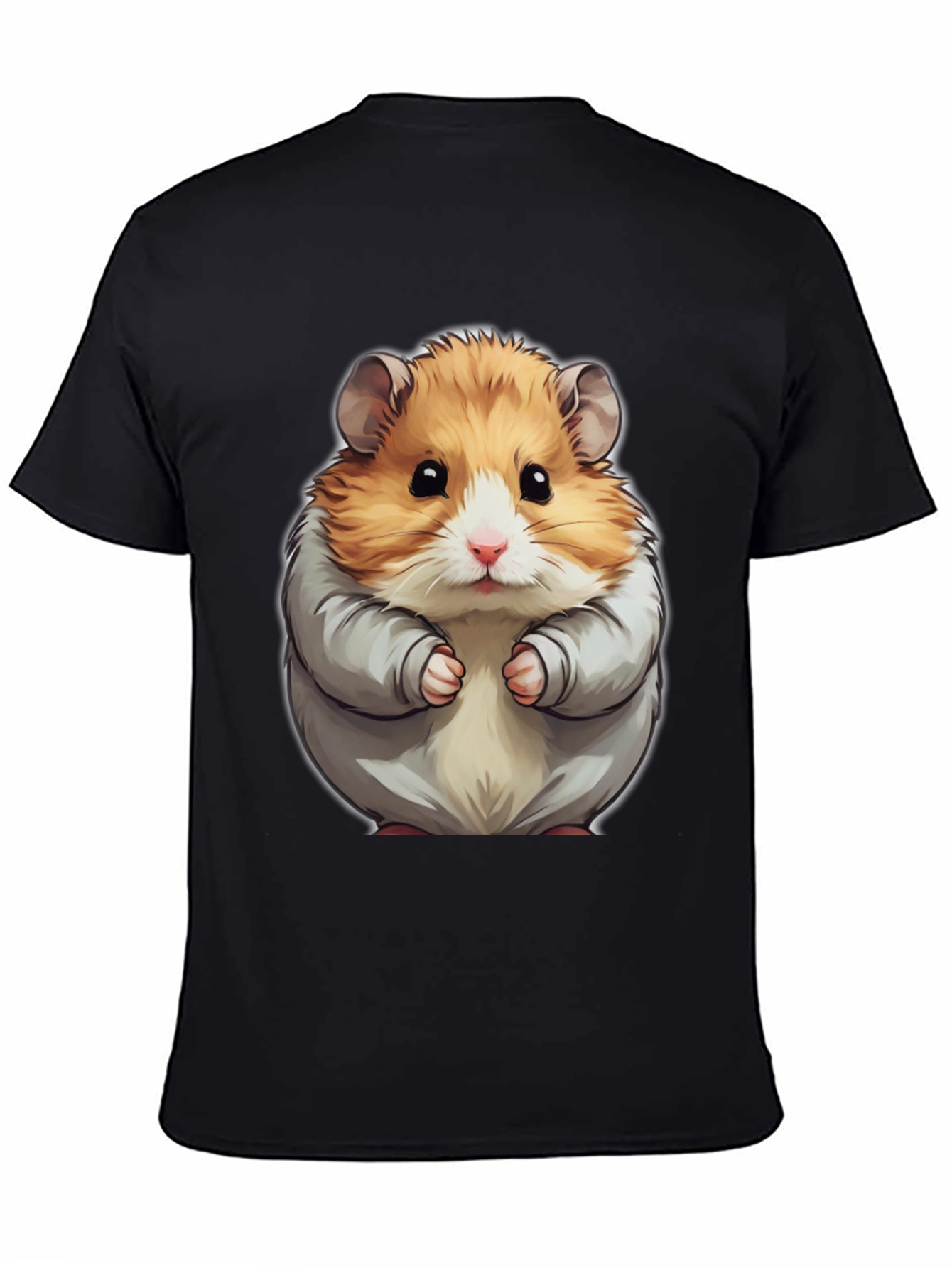 Camiseta Negra con Estampado de Hámster Adorable