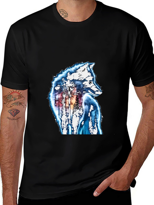 Camiseta Negra Lobo Diseño Único